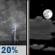 Tonight: A 20 percent chance of showers and thunderstorms before 9pm.  Partly cloudy, with a low around 73. South wind 5 to 8 mph. 