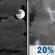 Saturday Night: A slight chance of showers and thunderstorms between 1am and 4am, then a slight chance of showers after 4am.  Cloudy, then gradually becoming partly cloudy, with a low around 62. Light north wind.  Chance of precipitation is 20%.