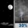 Tuesday Night: A 30 percent chance of showers and thunderstorms after 1am.  Mostly clear, with a low around 73. South southeast wind around 8 mph. 